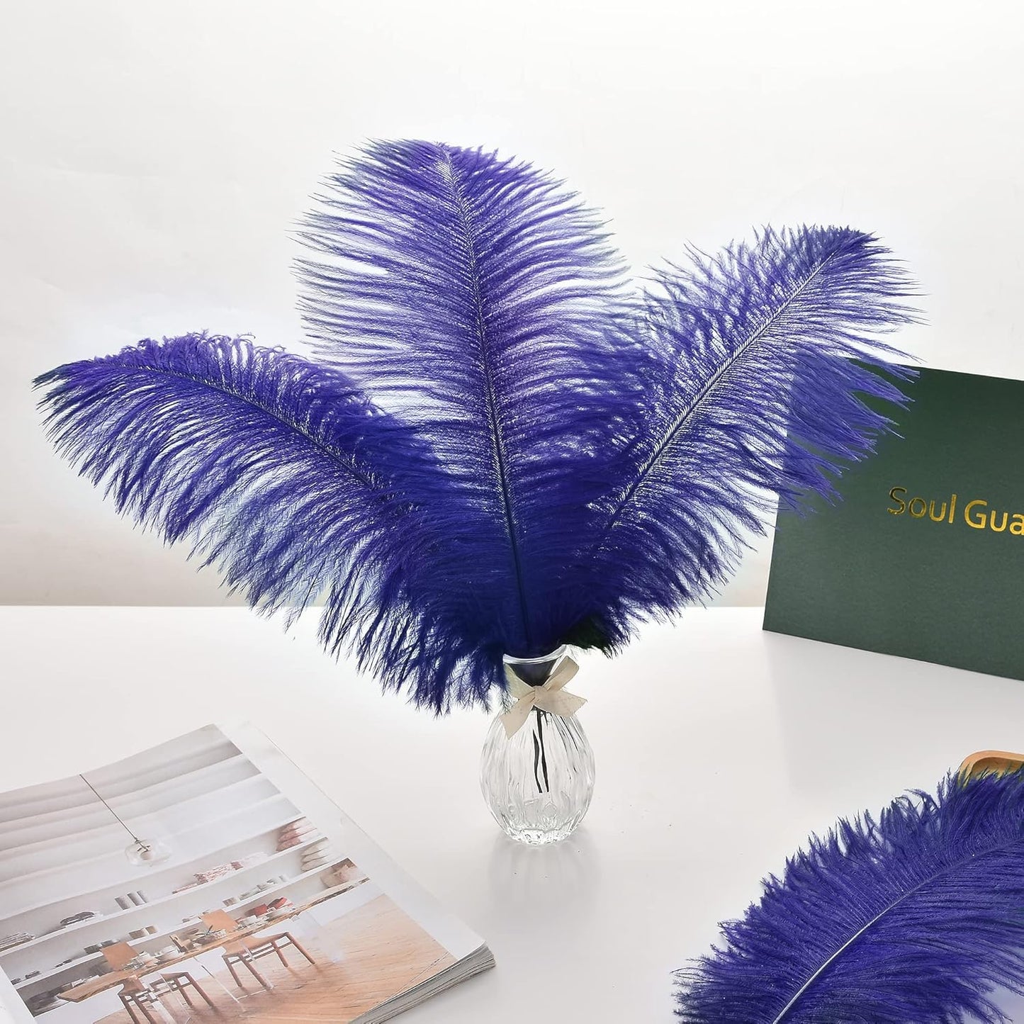 Ballinger Royal Blue Ostrich Feathers - 24Pcs 12-14inch Craft Feathers for Party Centerpieces, Flower Arrangement and Home Decor