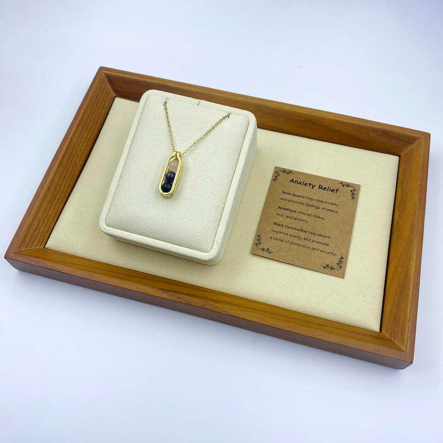 Natural Crystal Necklace Gift for New Beginnings, Crystals and Healing Stones Necklace for Anxiety Relief, Encourage Gift For Women, Mum, Natural Genuine Gemstone, Cheer Up