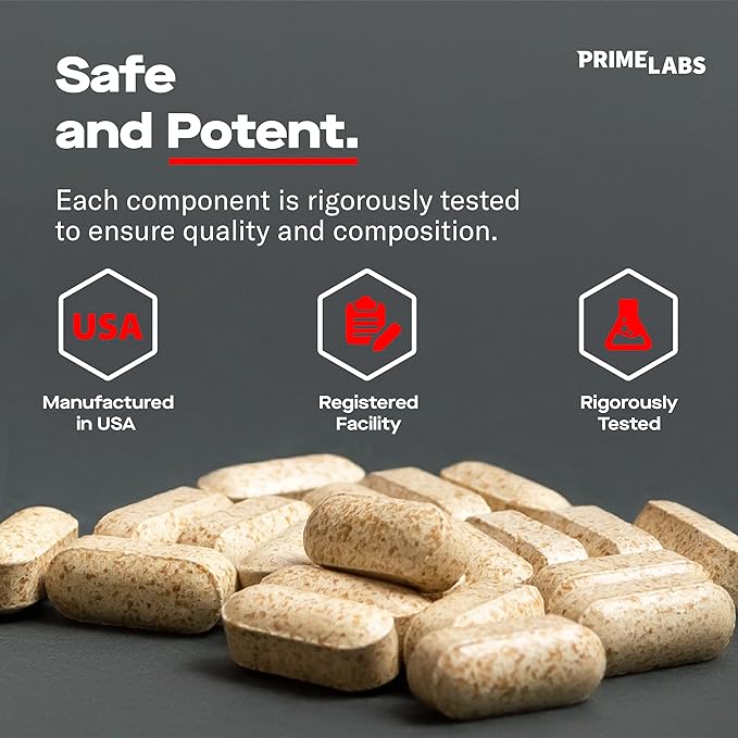 Prime Labs Testosterone Supplement for Men (2-Pack) - Stamina, Endurance, Energy, & Strength - Men's Testosterone Booster & Workout Supplement - 120 Caplets