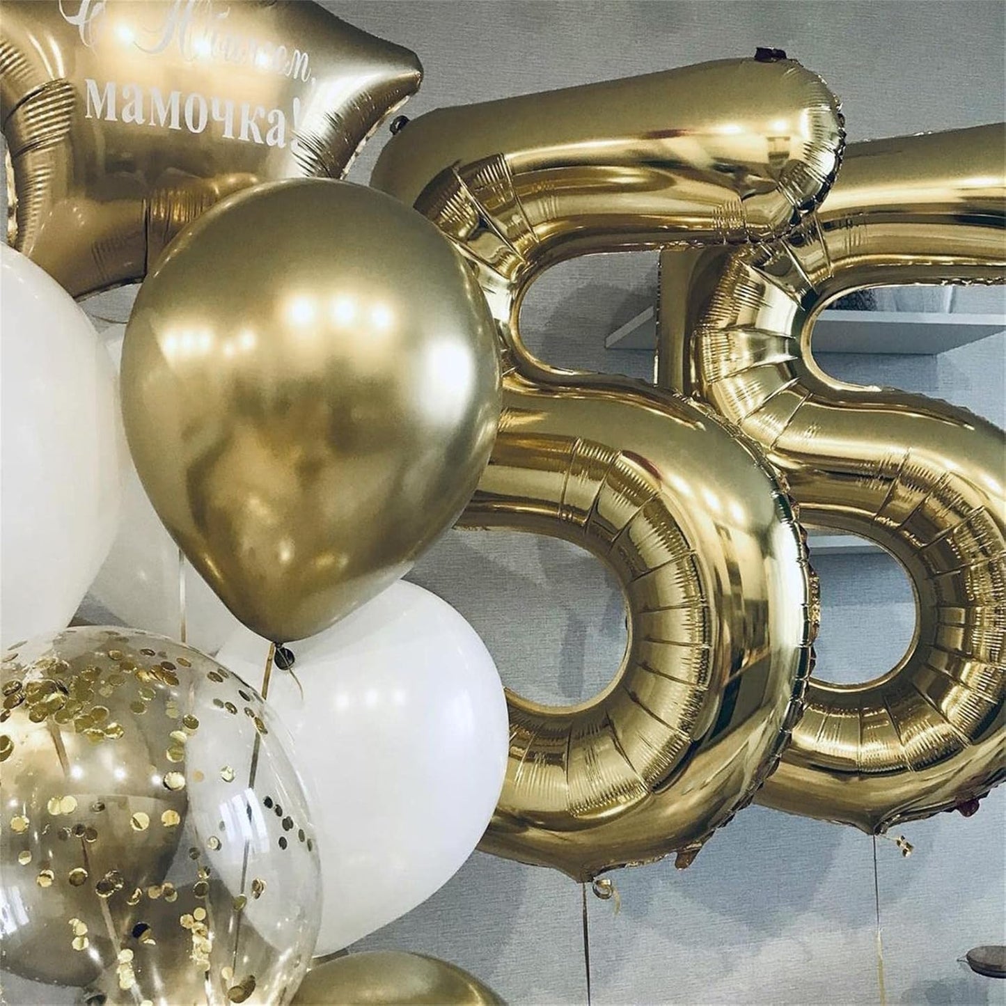 Champagne Gold Balloon Number 5, 40 Inch Large Self Inflating Foil Number Balloons 0-9, Light Gold Digital 5 Helium Balloon for 5th Girls Boys Women Birthday Party Graduation Anniversary Decorations
