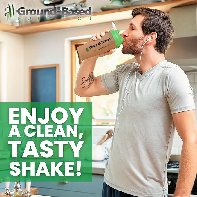 Ground-Based Nutrition Plant-Based Protein– Superfood + Essential Greens Powder – Keto, Paleo, Low Calorie Organic Vegan Protein Powder, Non-GMO, Gluten Free - 14 Servings,Chocolate