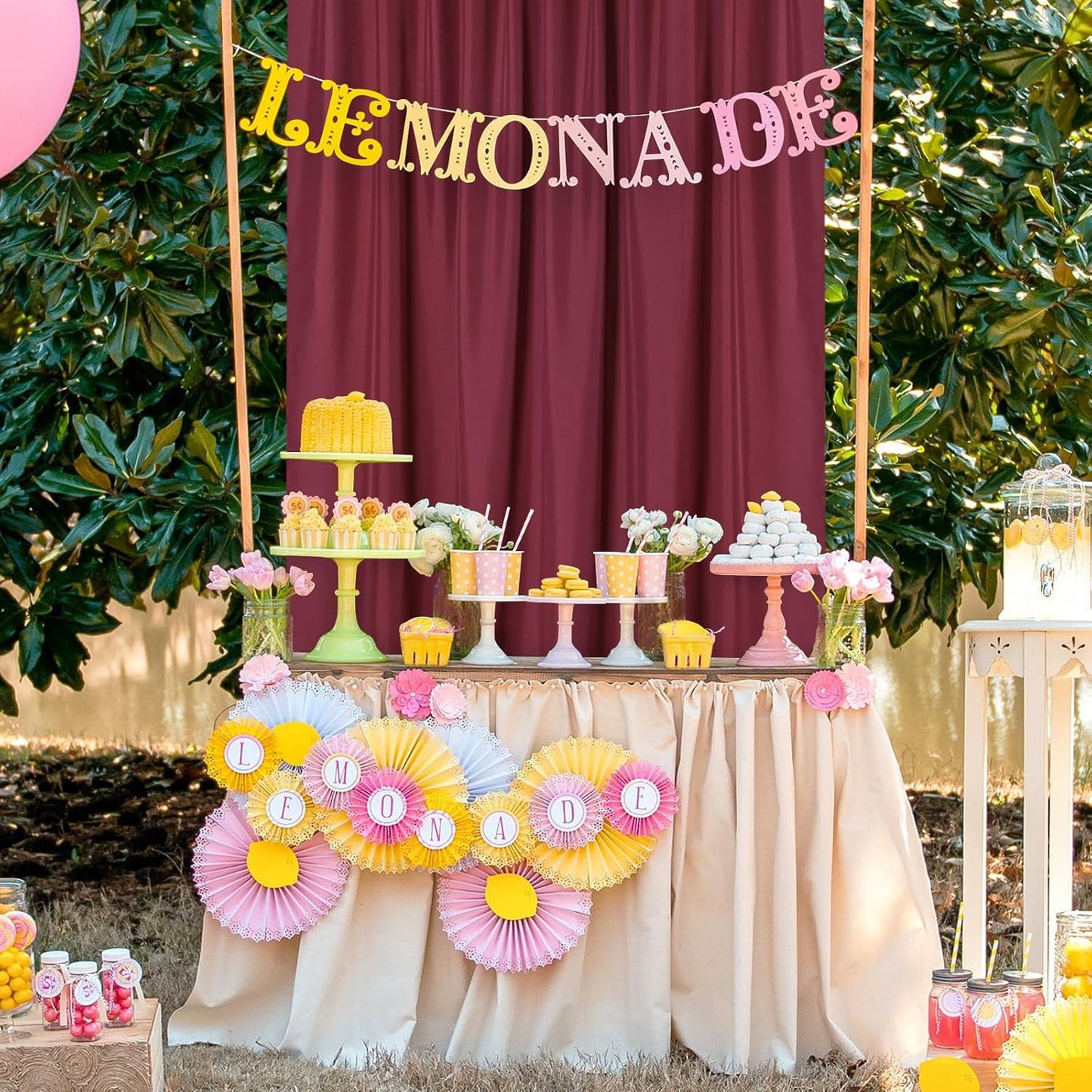 DWCN 10x8 FT Burgundy Backdrop Curtains for Parties, Photography Backdrop Drapes with Rod Pockets for Wedding Decorations Stage Birthday Family Gatherings, 2 Panels 5ft x 8ft