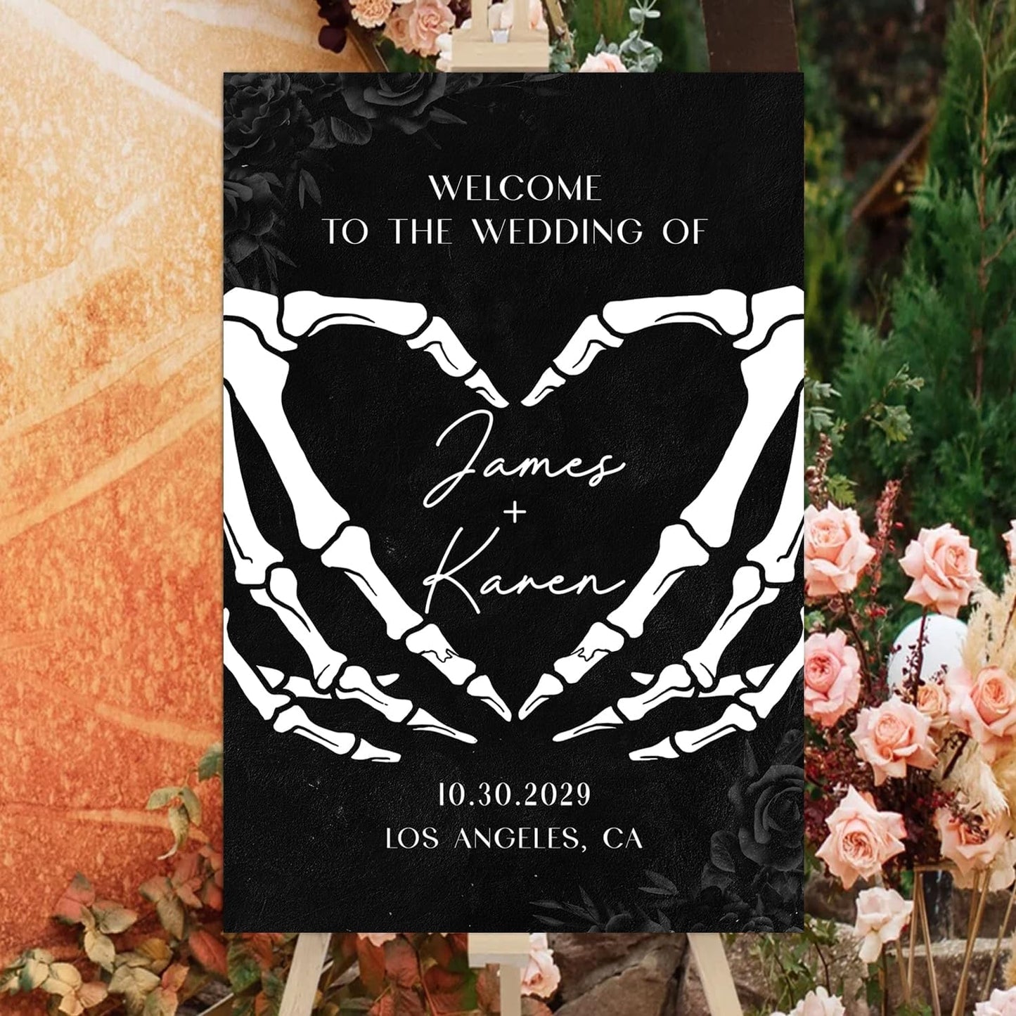 Halloween Wedding Welcome Sign, Gothic Welcome Sign Black Wedding Sign, Wedding Sign Halloween Wedding, Gothic Wedding, Black Wedding Gothic Welcome Sign, Welcome Wedding Sign With Stand
