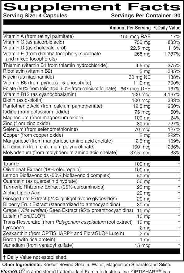 MacularProtect Complete – AREDS 2 Eye Health Supplement with Daily Multivitamin – 30+ Key Nutrients with Lutein & Zeaxanthin - Supports Eye, Vision & Whole Body Health – 120 Capsules