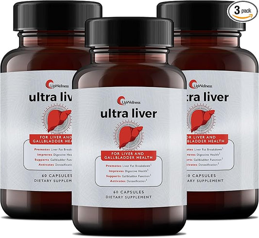 Ultra Liver Supplement for Liver Support and Gallbladder Support - Powered by TMG, NAC Milk Thistle, and More - Liver Cleanse Detox & Repair - 60 Capsules - 3 Pack