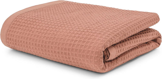 100% Long Staple Cotton Waffle Multipurpose Blanket | Soft & Breathable, Lightweight All-Season Throw for Bed/Couch/Sofa | Machine Washable |n (Waffle-Coffee, King (U.S. Standard))