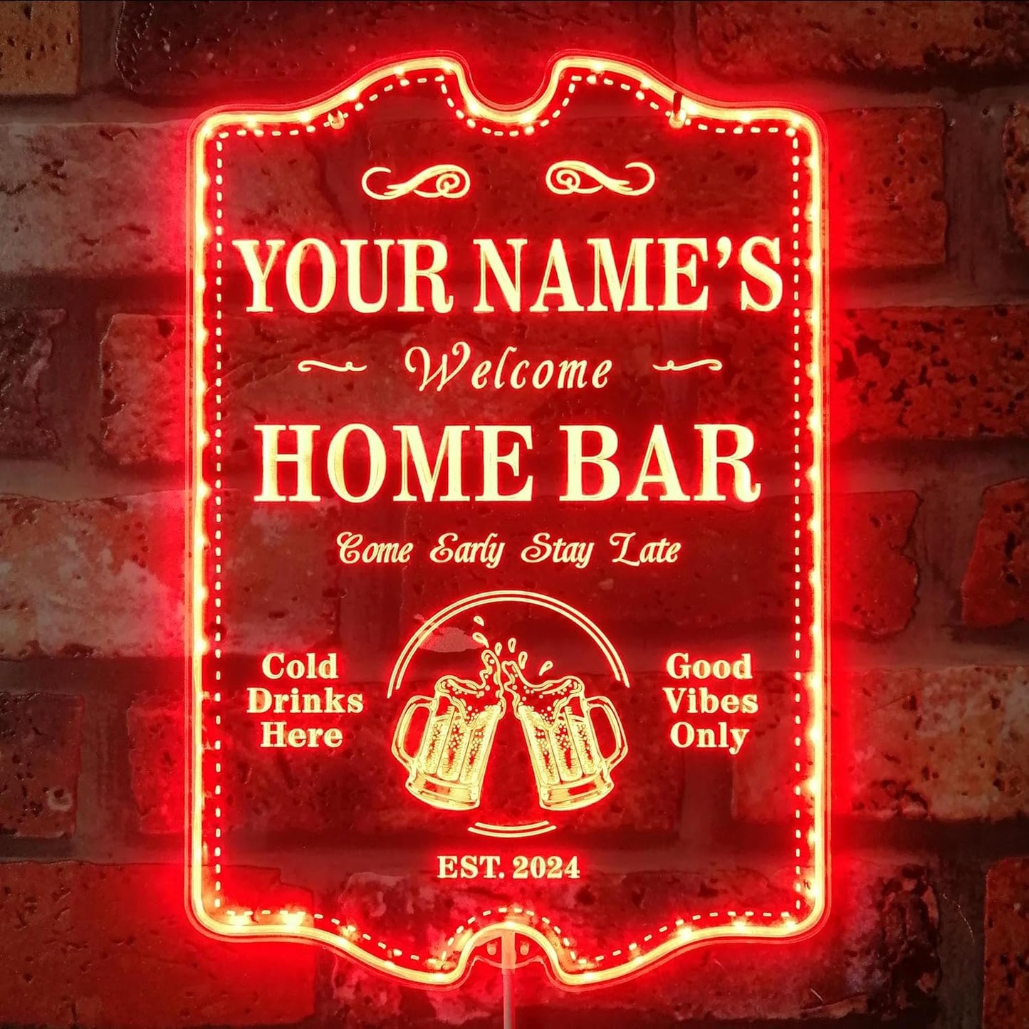 ADVPRO Personalized Your Name Home Bar RGB Dynamic Glam LED Sign - Cut-to-Edge Shape - Smart 3D Decoration - Multicolor Signage st06s64-fnd-p11c-tm-c