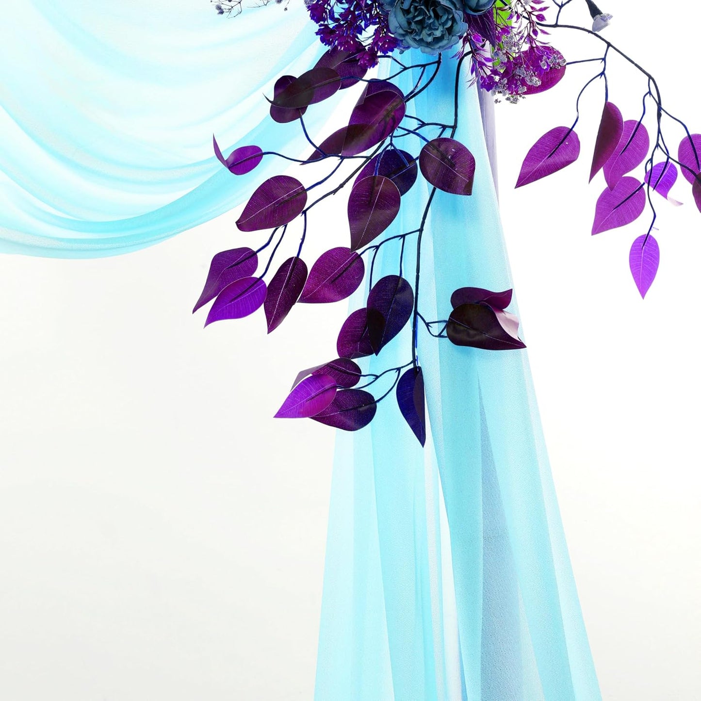 VDS Pack of 3 Panel (30 Inch X 20 Feet) Wedding Arch Draping Fabric Sheer Chiffon Fabric Drapery for Wedding Ceremony Reception Swag Backdrop Canopy Chuppah ARBO Altars Decoration (Teal)