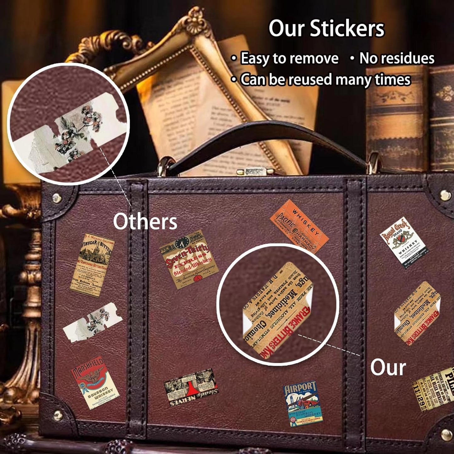 100 Pcs Vintage Wine Bottle Stickers,Liquor Bottle Lable Stickers for Envelope Seal, Scrapbook,Journals,Holiday Decor, DIY Crafts,Water Bottle