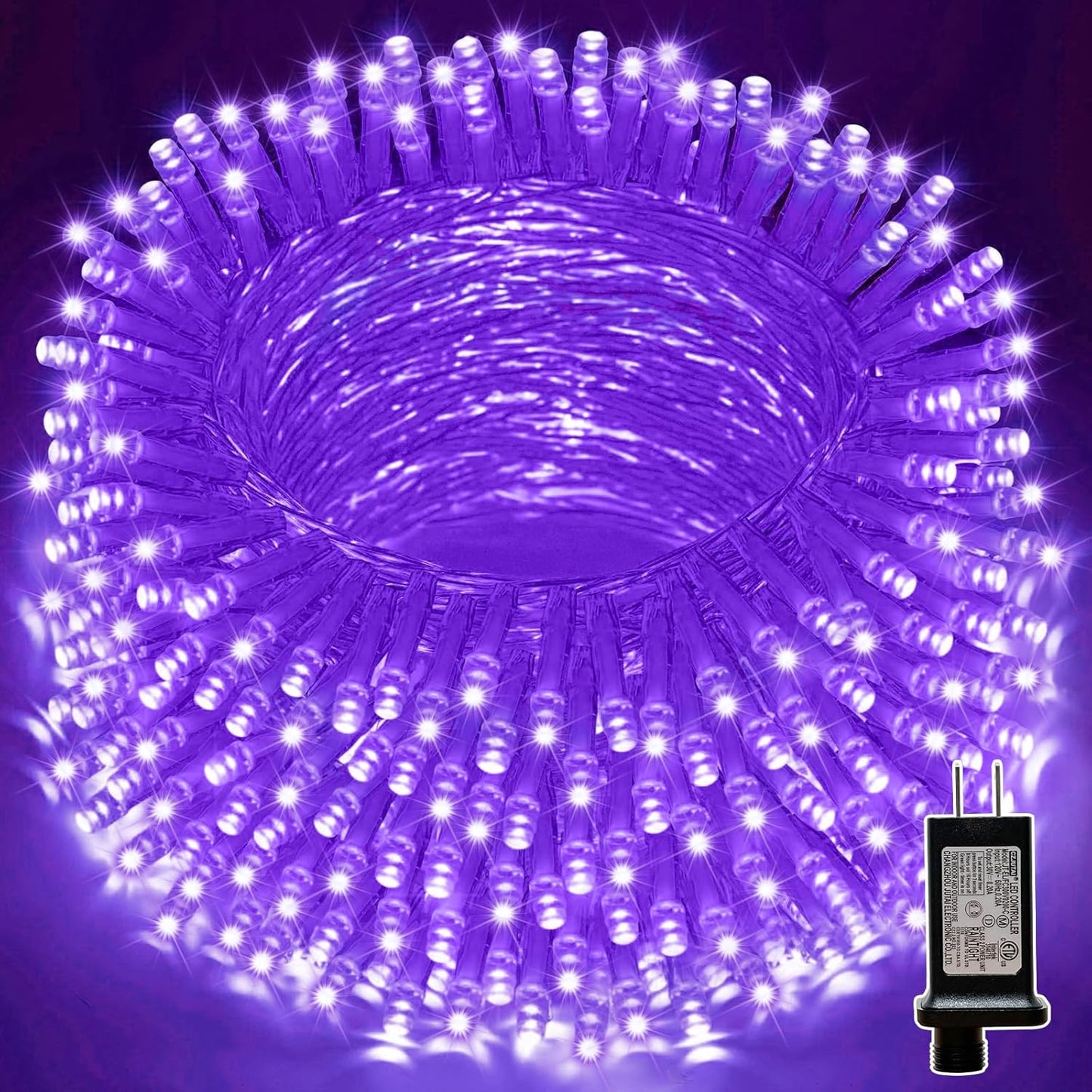 LAMPHOME 33ft Halloween Decorative Mini Lights, 100 LED Transparent Wire Fairy Starry String Lights Plug in, 11Lighting Modes, for Halloween Decoration Outdoor Xmas Tree Party Decoration (Purple)