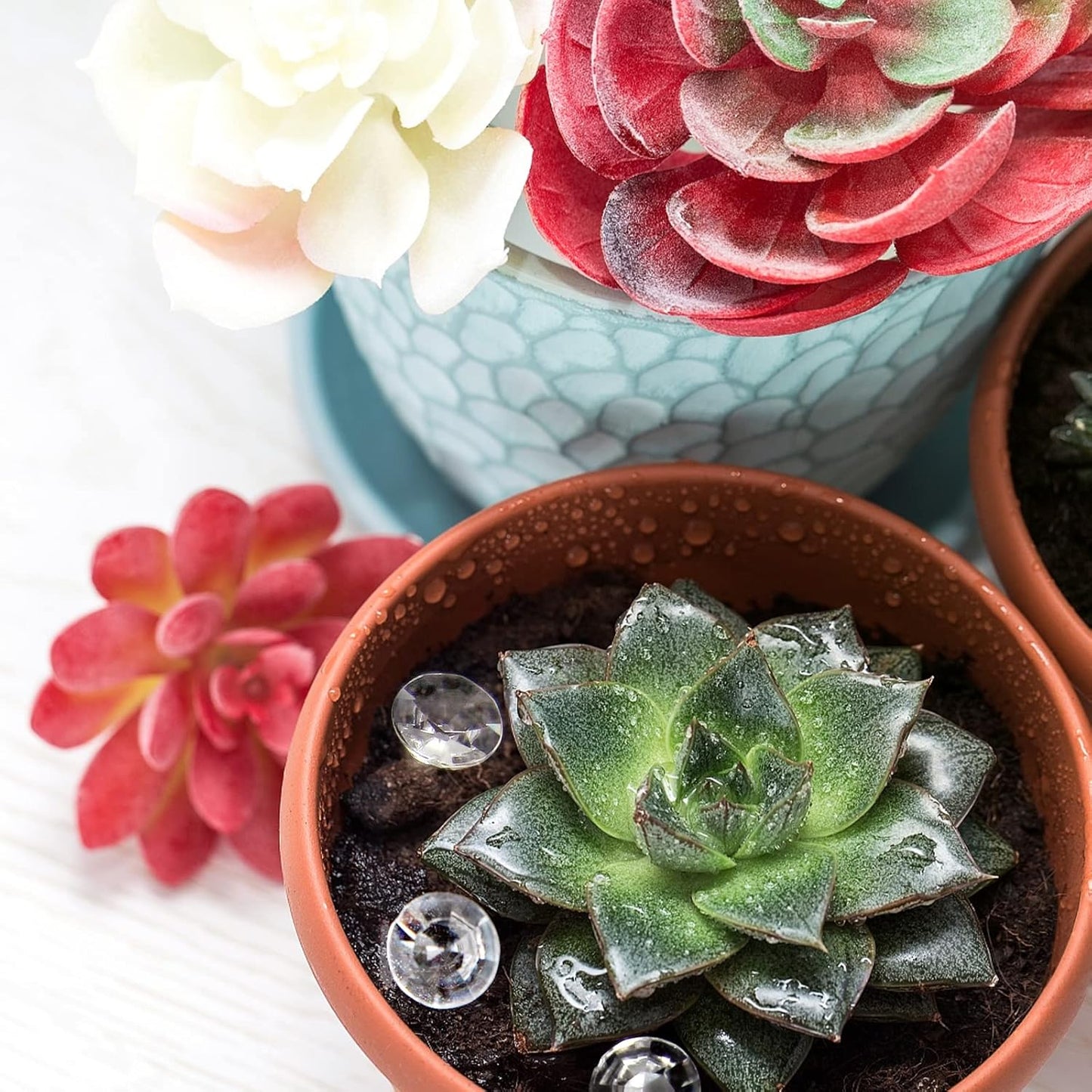 1000pcs/ Pack Wedding Table Acrylic Diamond Scatter Crystals Confetti Acrylic Gems Vase Fillers Rhinestones for Wedding, Bridal Shower, Vase Beads Decorations (10mm, Pale Green)