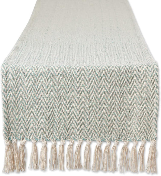 DII Woven Basic Tabletop Collection Chevron Table Runner, 15x108, Jadeite