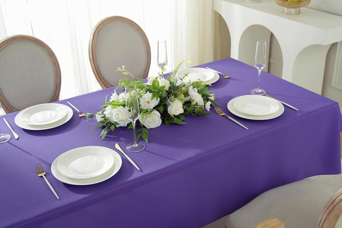 Craft And Party Rectangle Tablecloth, 70 x 108 Inch Purple Tablecloth, Polyester Fabric Washable Table Cloth for Home, Party, Wedding or Restaurant Use.