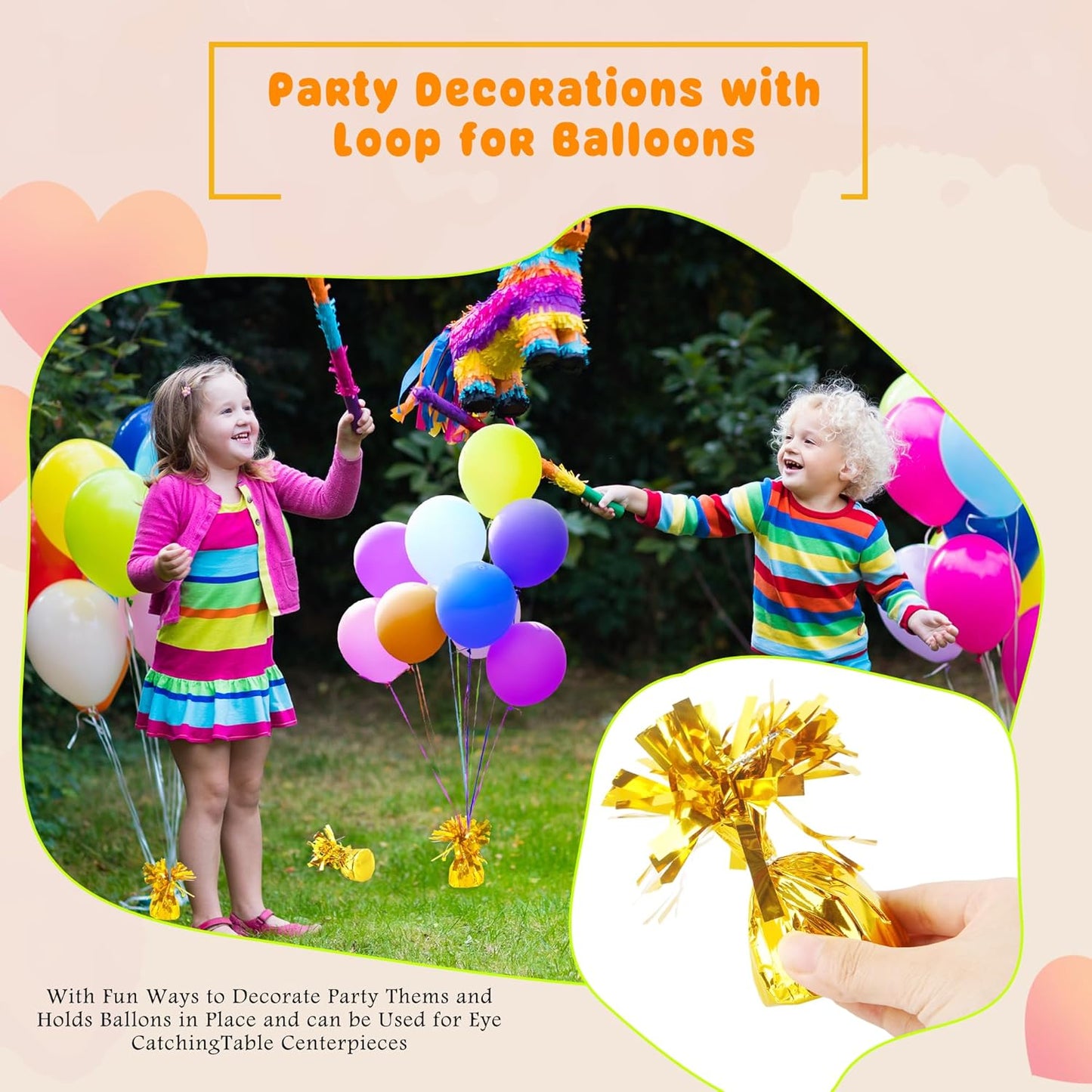 15 Pack 4.7 Inchc Metallic Foil Wrapped Balloon Weights Heavy Weight Balloon Holders for Birthday Wedding Graduation Baby Shower Party