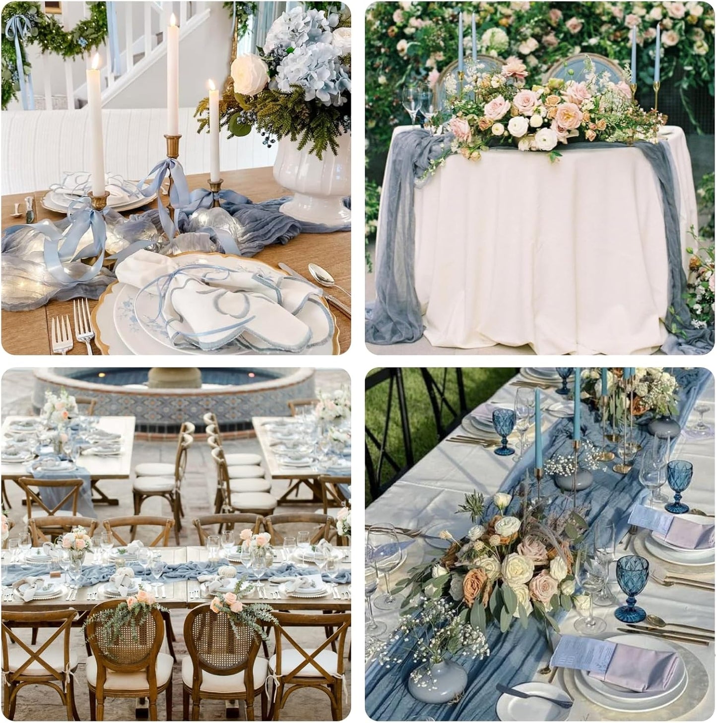 Sioloc 5 Pack Dusty Blue Cheesecloth Table Runner Fall Autumn Decor for Home 10ft Table Cloth for Tea Wedding Birthday Party Baby Bridal Shower Halloween Thanksgiving