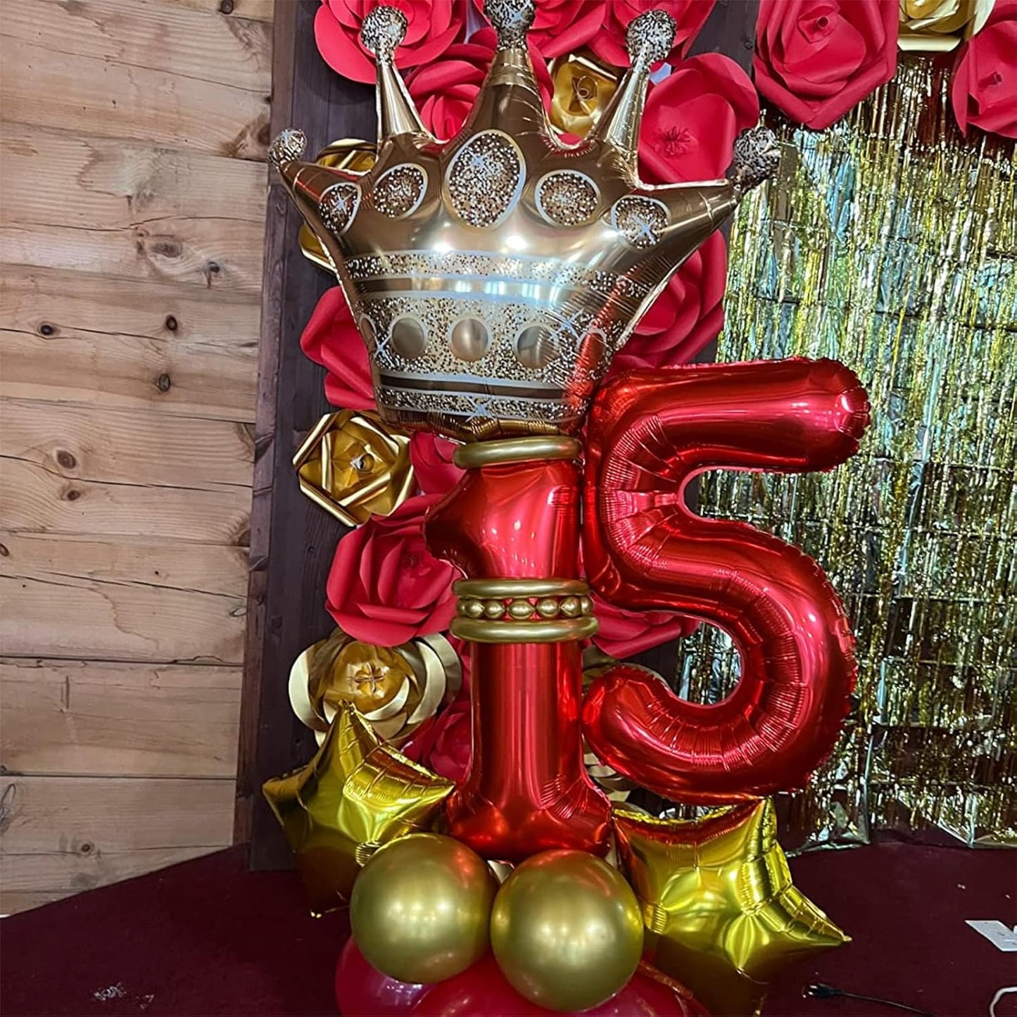 40 Inch Red Large Numbers Balloons 0-9, Self Inflating Foil Number 5 Helium Balloons for 5th Boys Girls, Big Digit 5 Balloons for Women Men Birthday Party Anniversary Graduation Supplies Decorations