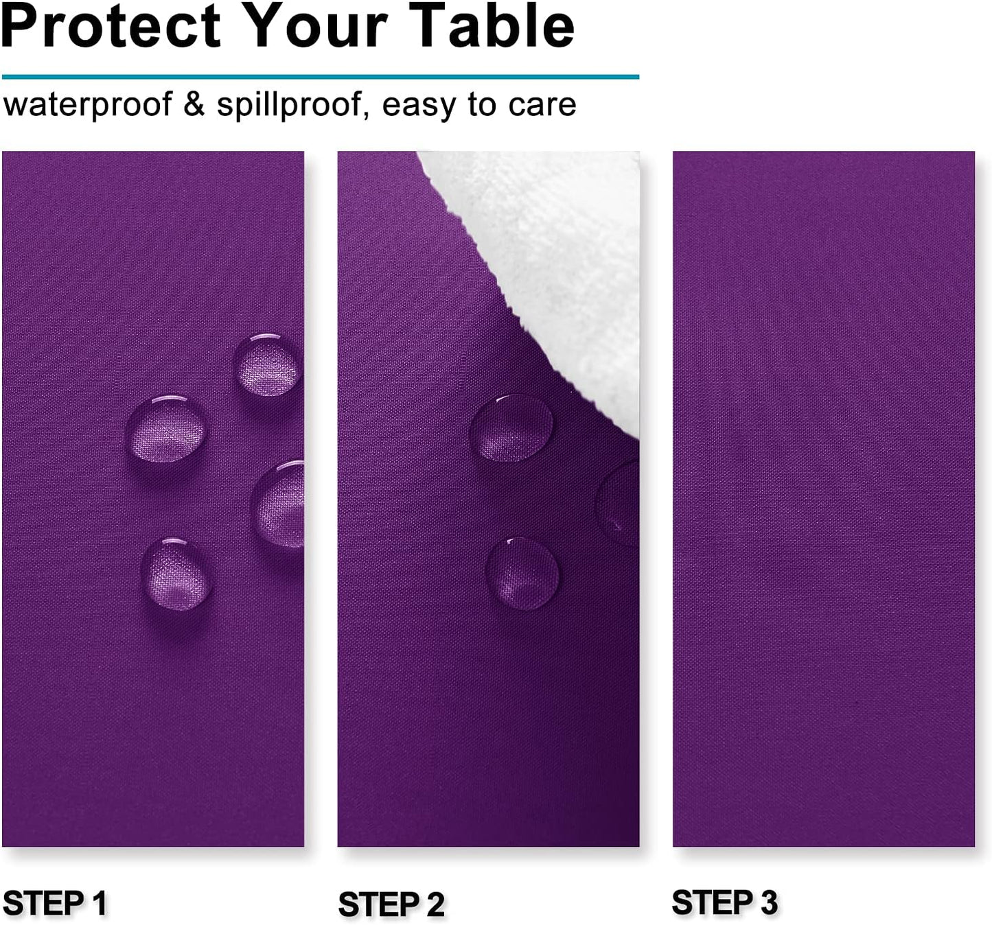 Hiasan Waterproof Tablecloth Rectangle - Washable Fabric Table Cloth for Dining Room Kitchen Birthday Party and Outdoor Use, Royal Purple, 70 x 108 Inch