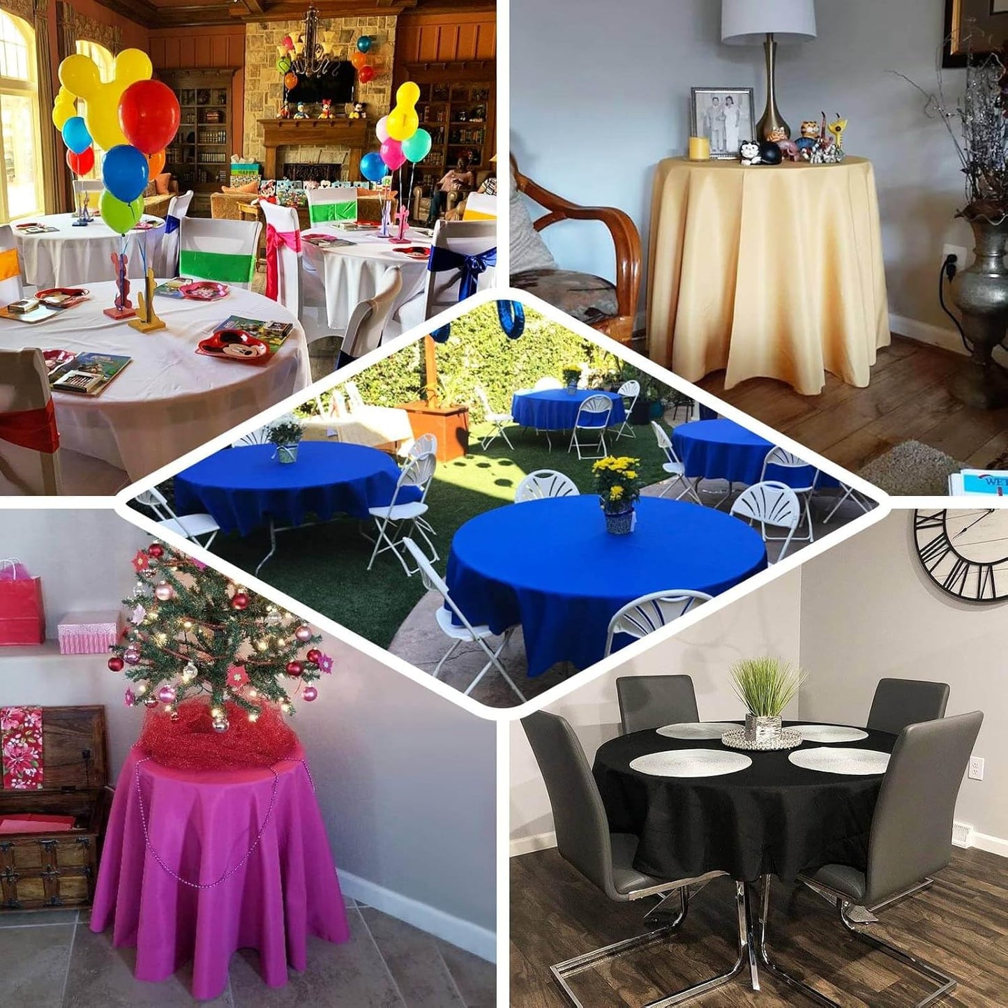 Efavormart Round Tablecloth, 70 Inch Stain & Wrinkle Resistant Washable Table Cloth, Decorative Polyester Fabric Table Cover for Banquet, Wedding, Dining- Ivory