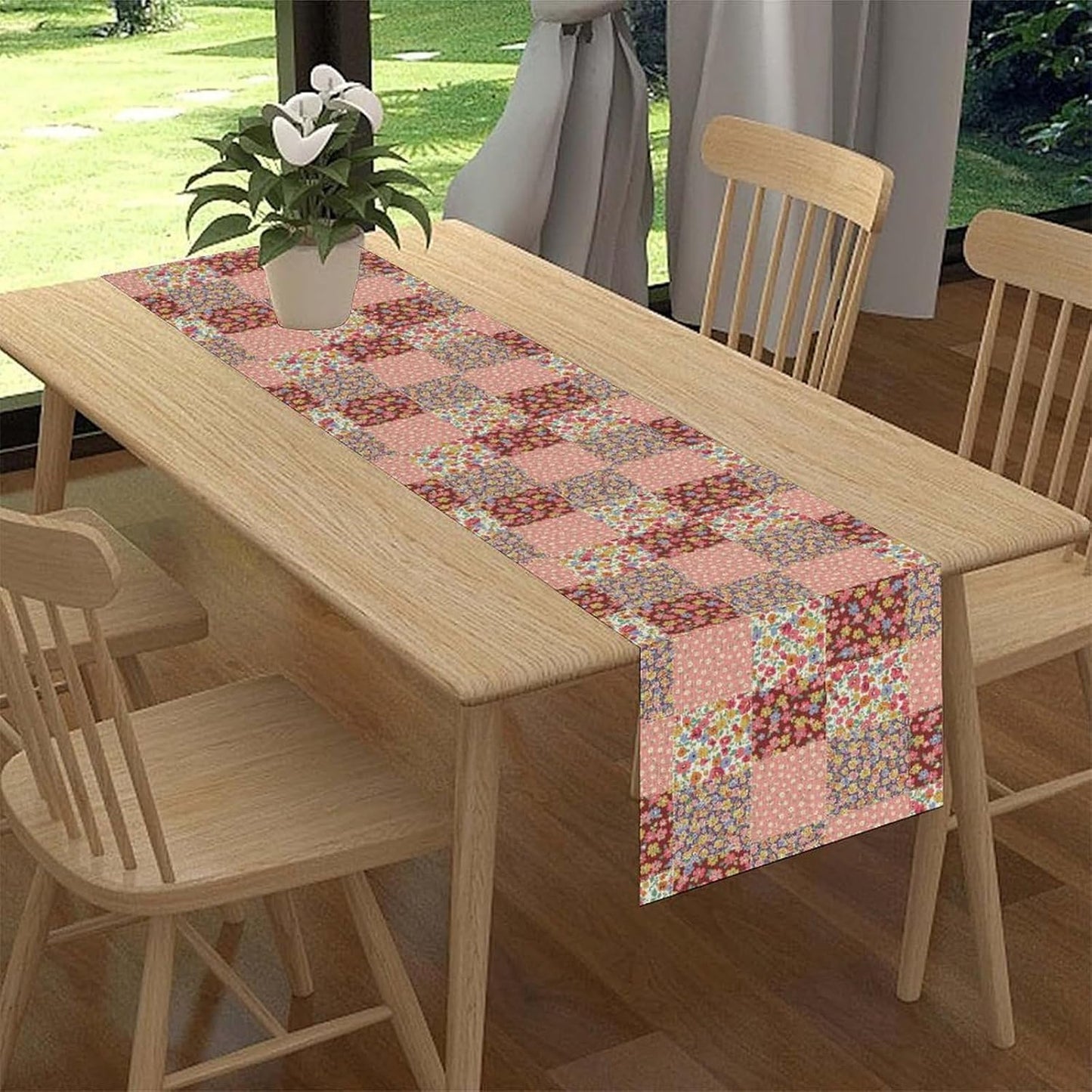 Boho Patchwork Table Runner, Vintage Farmhouse Colorful Wildflowers Bohemian Paisley Flower Table Center Decor for Home Kitchen Dining Patio Holiday Party Indoor Table Decorations, 13"x72" Inch