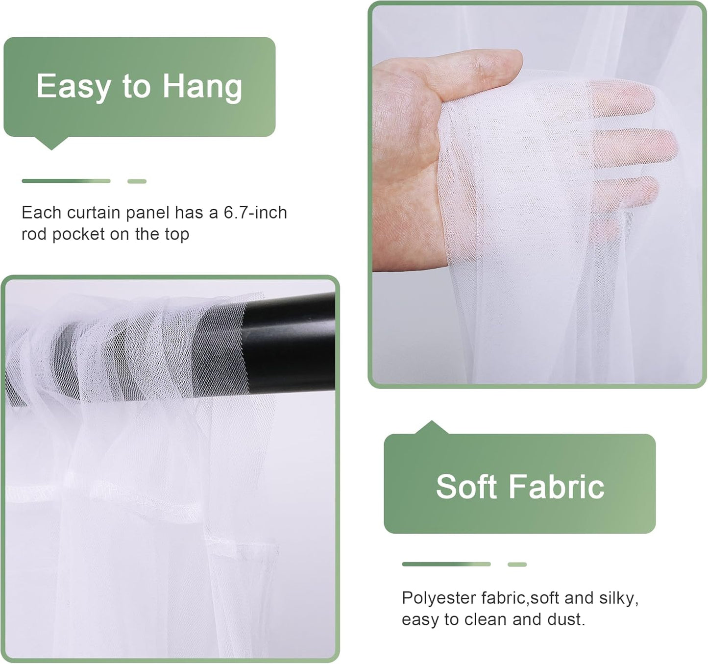 Tulle Backdrop Curtain with Lights String 30 X 10FT White Sheer Tulle Backdrop Curtains for Wedding Birthday Party Reception Photo Booth Background Decorations (6 Panels 5x10FT)