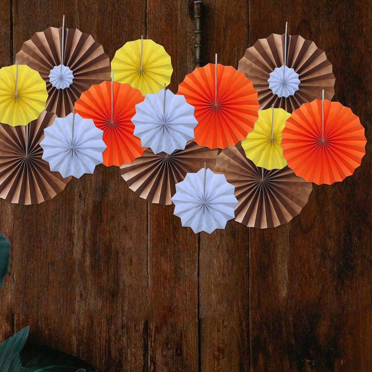 Brown Party Decorations,Brown Wedding Decorations for Party Events Accessories,Brown Birthday Decorations,Boho Party Decoration,Fall Decorations 12in Hanging Paper Fans 30 Color DIY Set(Brown)