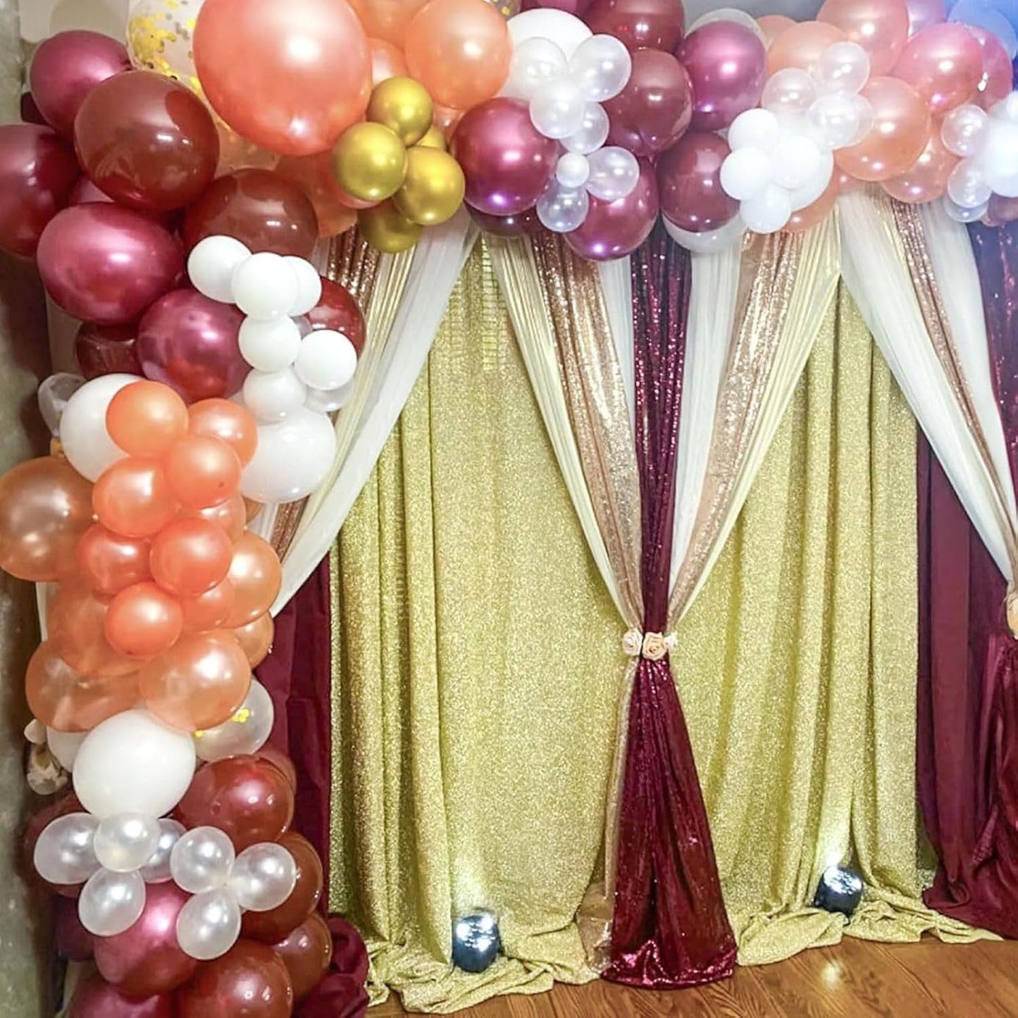 Burgundy Rose Gold Balloons, 52 PCS 12 Inch Wine Red Silver Rose Gold Latex Balloons with Confetti Balloons for Women Girls Birthday Wedding Bridal Shower Party Anniversary Decoration