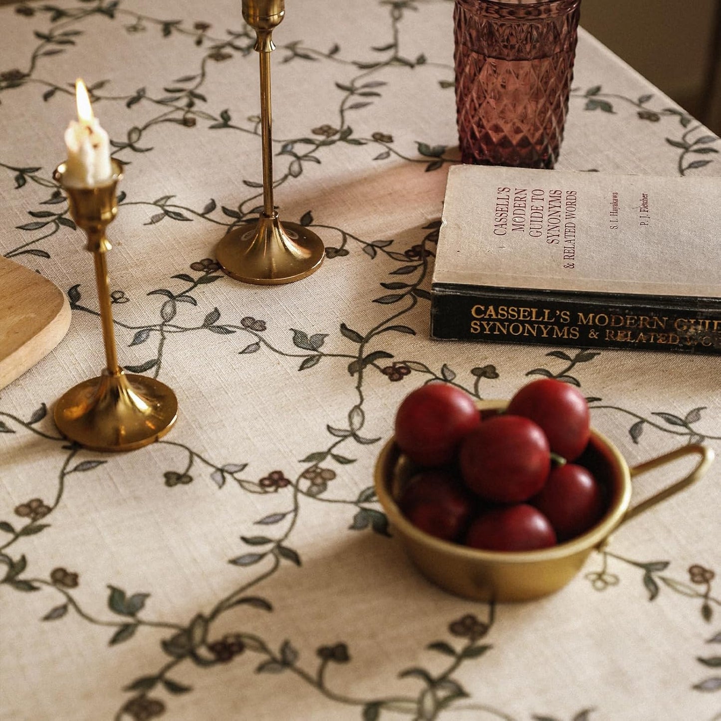 patdrea Designer Linen French Long Tablecloth for Rectangle Table,Fall Country Breathable Floral Tablecloths,Table Cover for Kitchen Dining,Tea Party,Christmas,Thanksgiving,63"x94"-Oliveirad