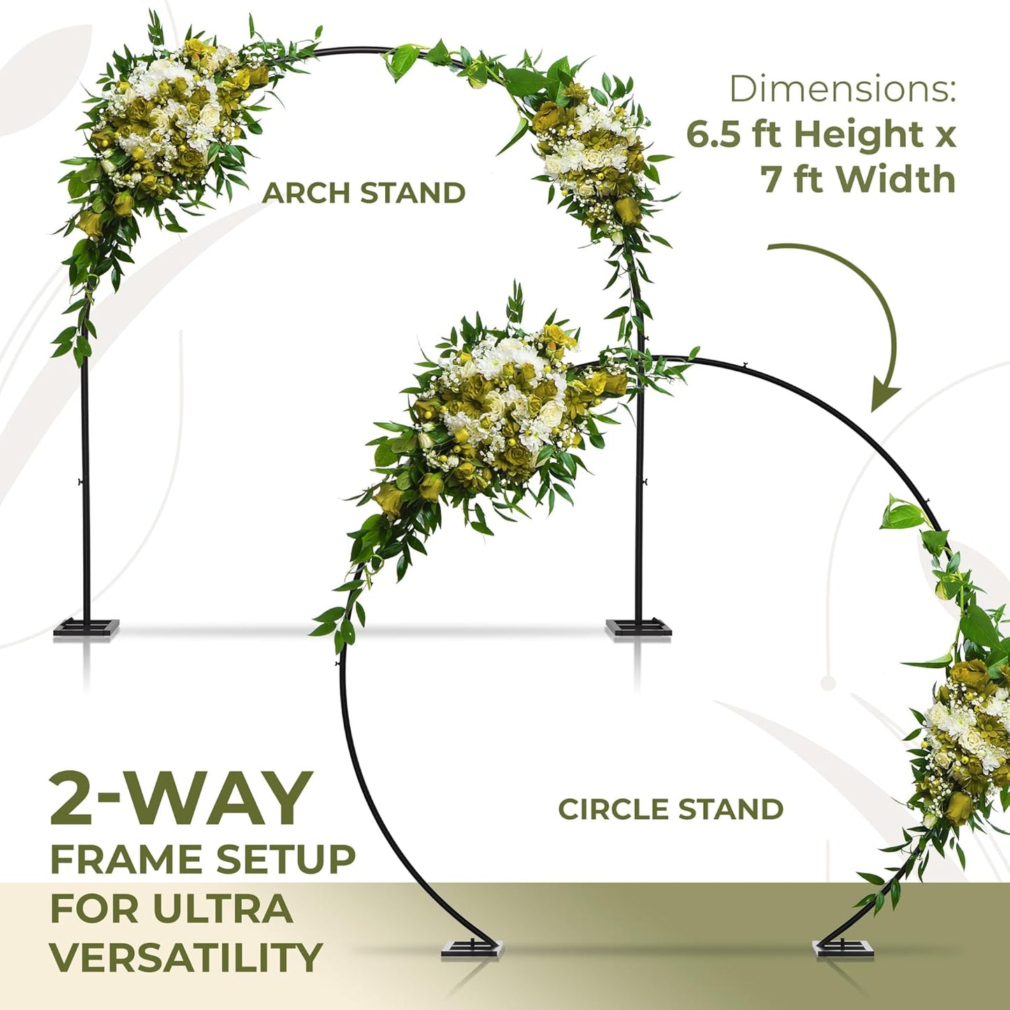 VerdeVista Convertible 6.5 FT Round Backdrop Stand - Heavy Duty Balloon Arch Stand with 2 Waterbags - Multiuse Photo Backdrop Arch, Black Circle Ring Balloon Arch Frame for Wedding Baby Shower & More