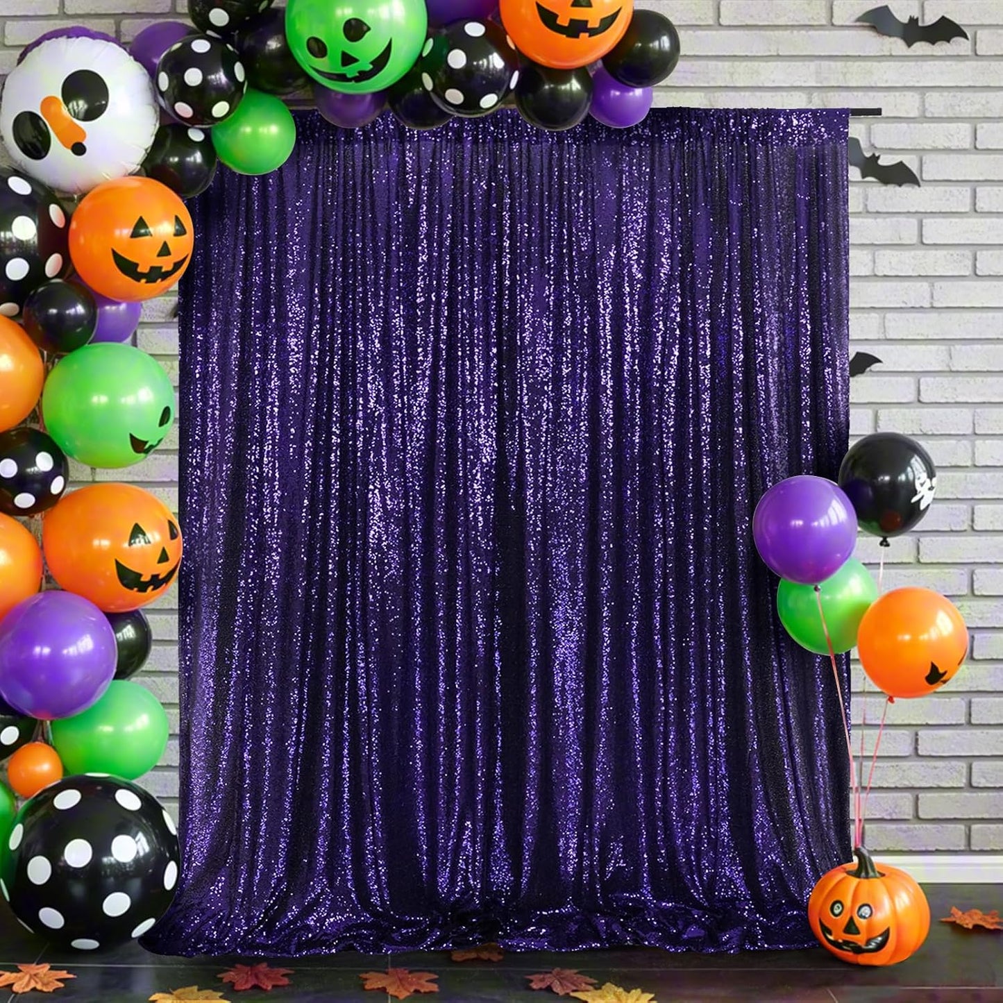 Eternal Beauty Purple Sequin Backdrop, 8x10 Ft Halloween Glitter Background Curtains for Shimmer Photography Party Wedding Birthday Back Drop Decor