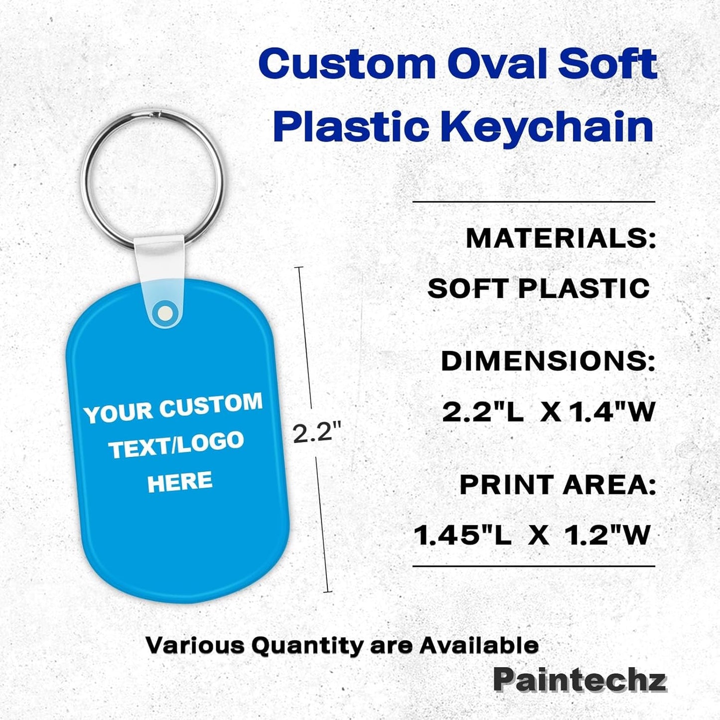 Custom Oval Soft Keychains 100 Pack, Personalized Logo, Text Bulk - Perfect for Tradeshows, Party Favors, Campaign Gifts - Customizable Key Tags