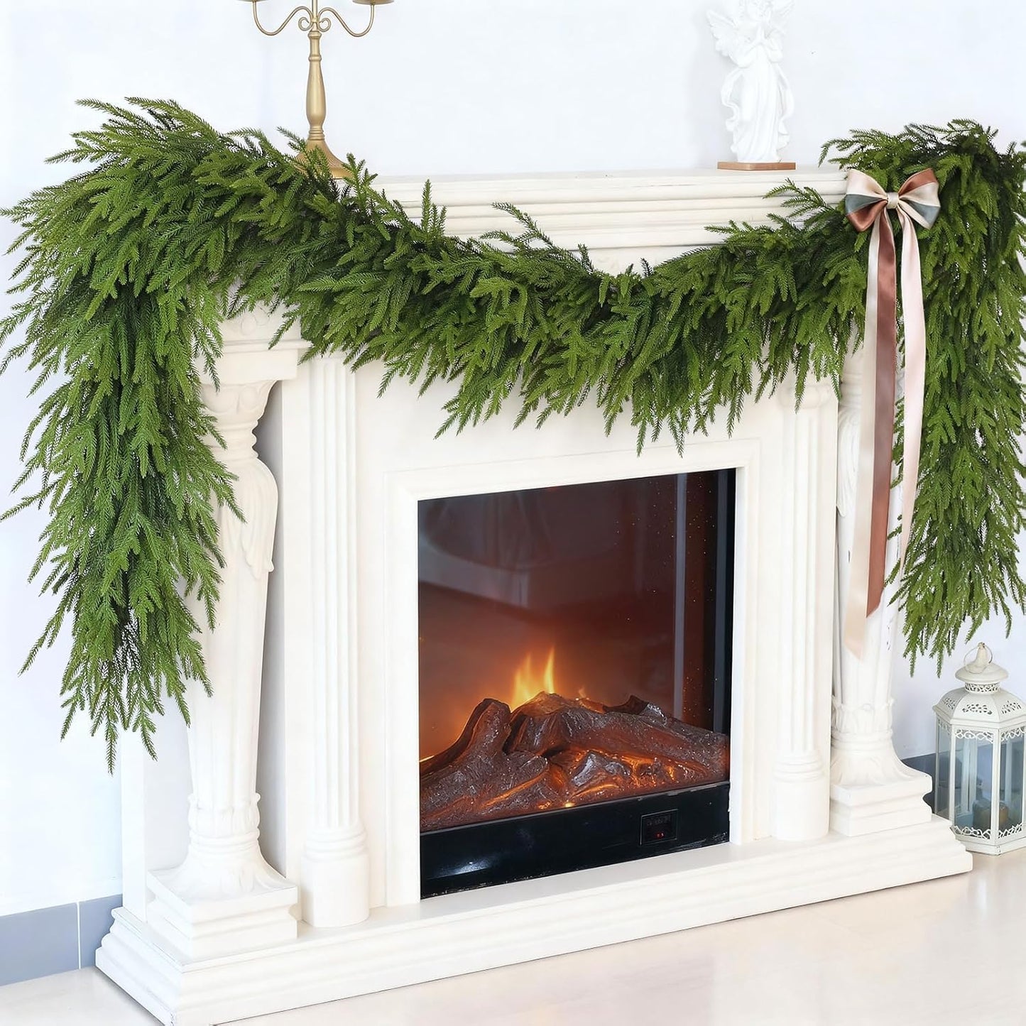 5FT Christmas Artificial Norfolk Pine Garland for Fireplace - Realistic Faux Greenery Fake Garland for Holiday,Table, Window,Mantel,Stairs, Home,Indoor Outdoor Decor (2PCS)