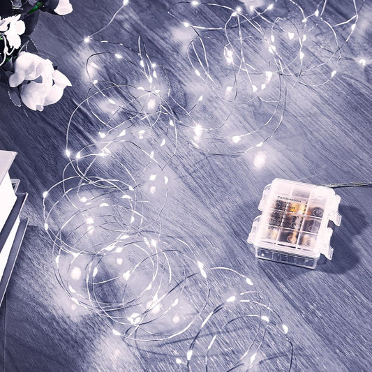 2 Pack 16.4 Ft. Battery Operated Outdoor String Lights with Remote & Timer, LED Cool White Fairy Lights, Waterproof Twinkle Lights for Bedroom, Dorm, Mason Jar, Wedding, Party, Christmas