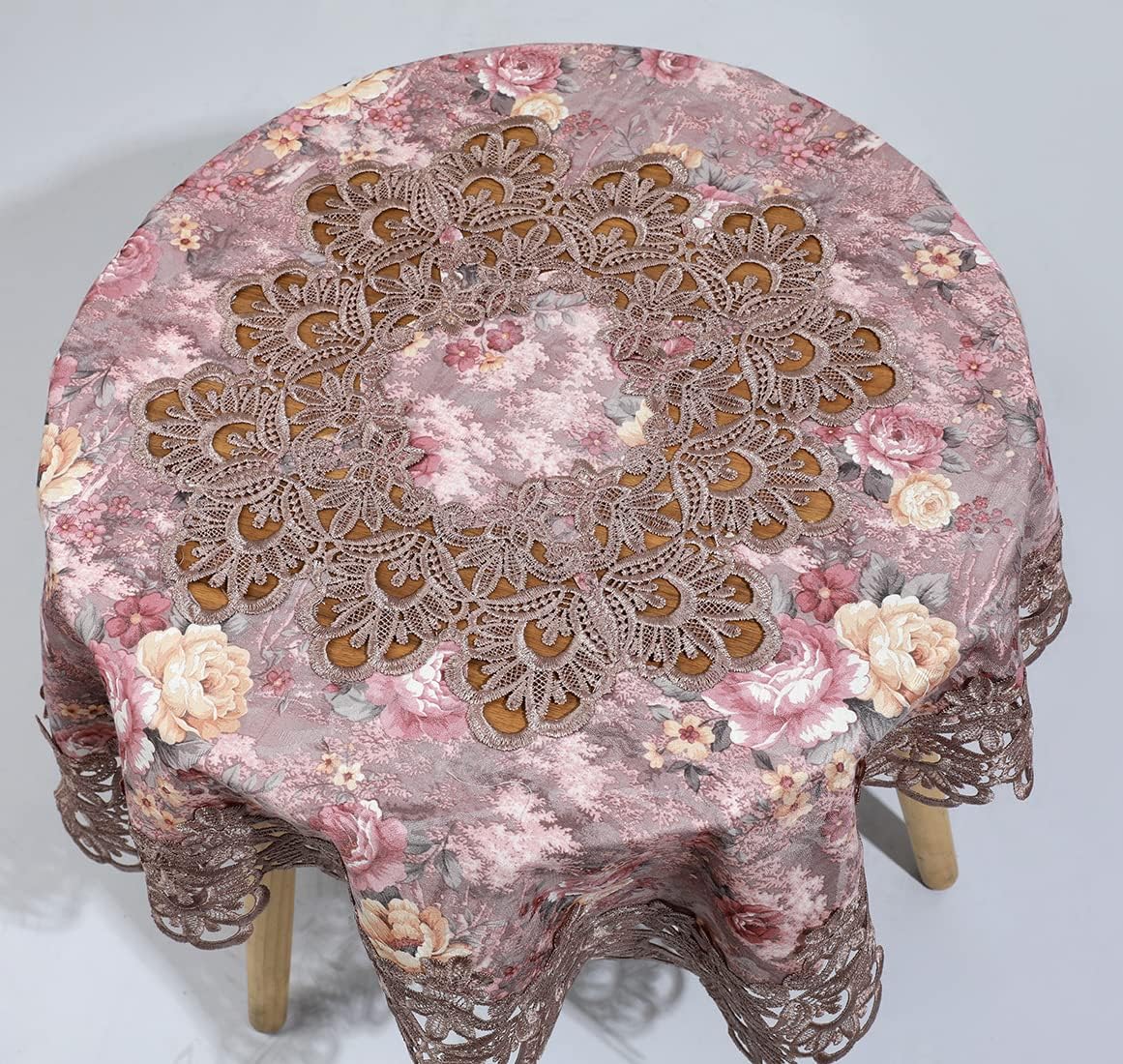 vctops Damask Lace Patchwork Tablecloth Luxury Square Small Table Cover Elegant Floral Embroidered Lace Table Cloth for Party Kitchen Dinning Picnic Decoration (Type F,32"x32")