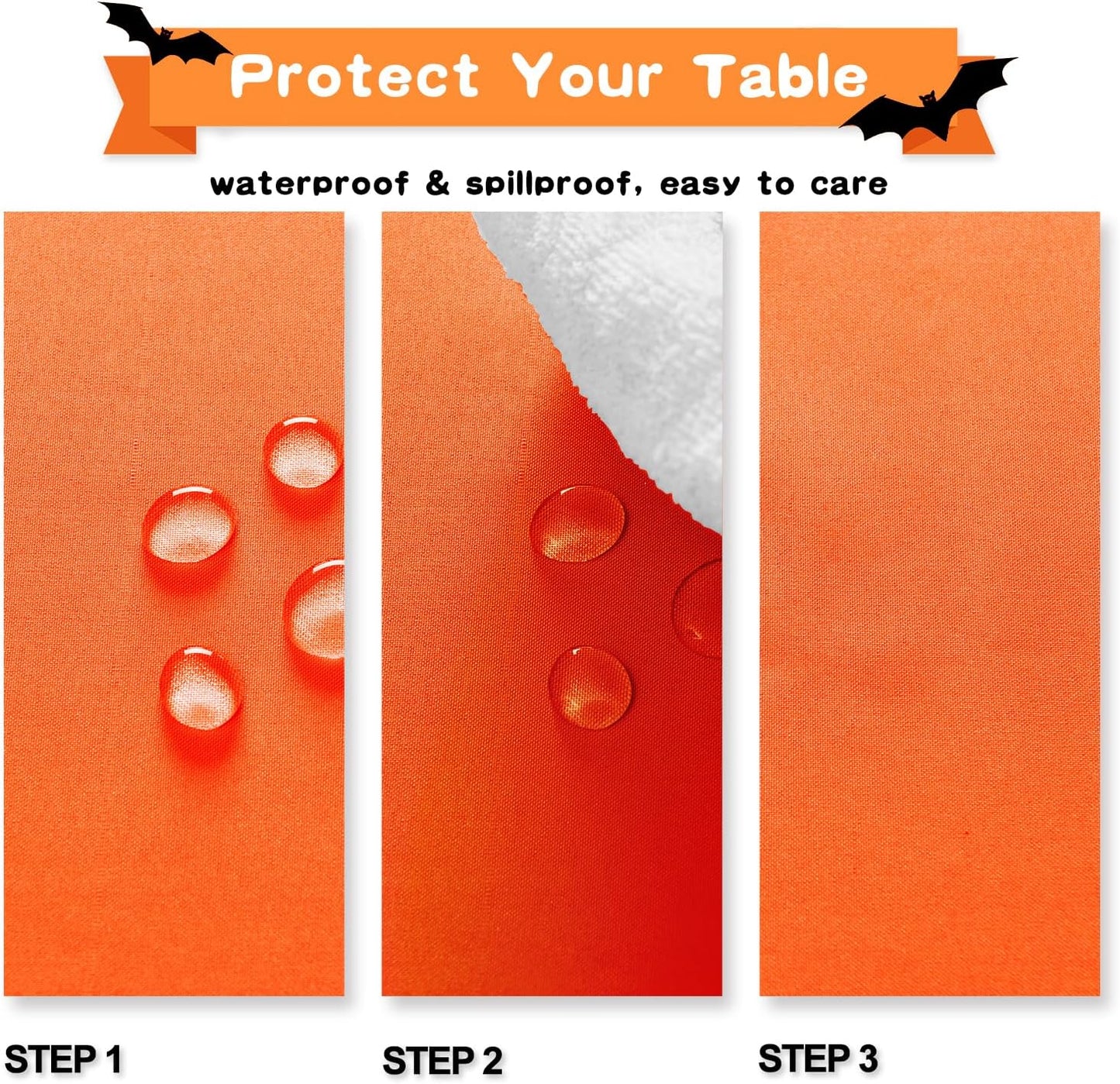Hiasan Pumpkin Orange Tablecloth for Rectangle Tables - Waterproof and Spillproof Washable Fabric Table Cloth for Dining Room Kitchen Party, 60 x 102 Inch