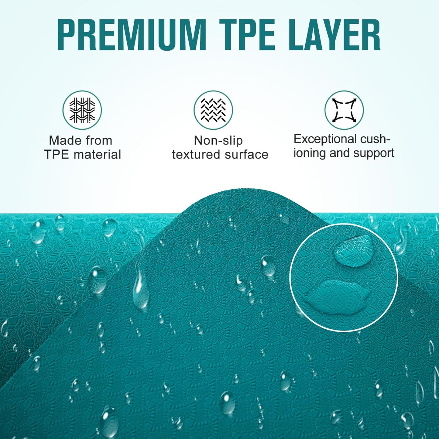 UMINEUX Extra Thick Yoga Mat, 2/5 Inch (10MM), Natural Rubber and TPE Non Slip Yoga Mats with Strap for Women Men, Eco Friendly Exercise Mat for Yoga, Pilates and Home Workout