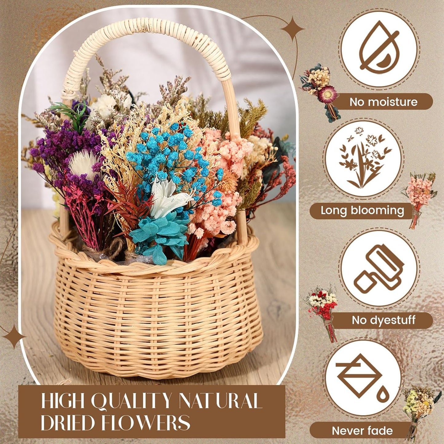 Layhit 12 Pack Boho Dried Flower Bouquet Mini Wedding Handmade Dry Flowers Decor for Vase Crafts DIY Photo Boutonniere for Men Floral Plant for Bridesmaid Gift Birthday Decor