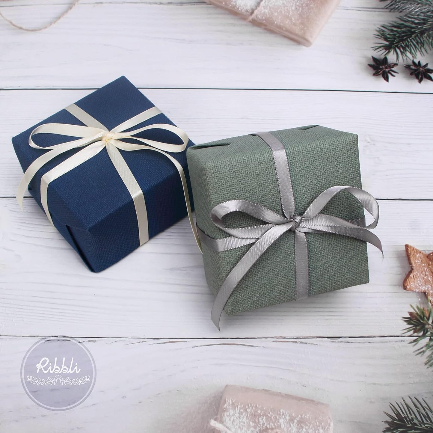 Ribbli Double Faced Ivory Satin Ribbon,1/4” x Continuous 25 Yards,Use for Bows Bouquet,Gift Wrapping,Floral Arrangement