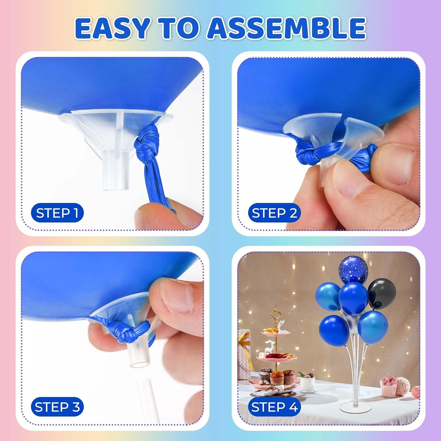 JOYYPOP 4 Sets 28 Inch Balloon Stand Kit, Balloon Holder Stickers Table Decoration Party Birthday Wedding Balloon Supplies Accessories