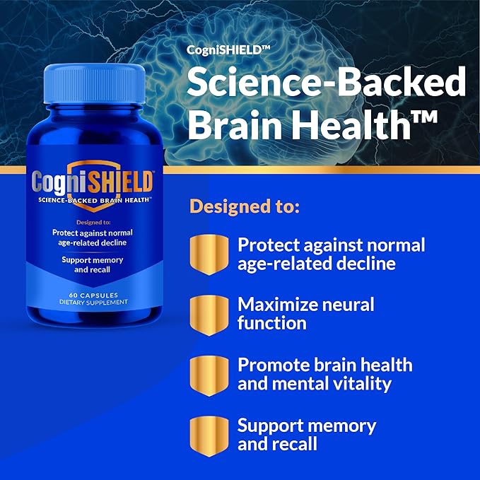 Brain Health Supplement - 60 Count - Support Strong Memory, Recall - Protect Against Normal Age-Related Cognitive Decline