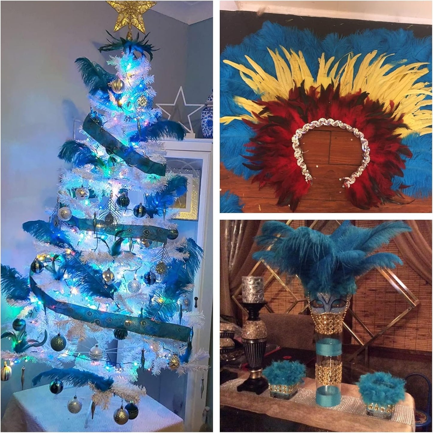 Larryhot 16-18inch Long Ostrich Feathers - 10pcs Feathers Centerpieces for Tables,Wedding Party and Home Decorations (Turquoise)