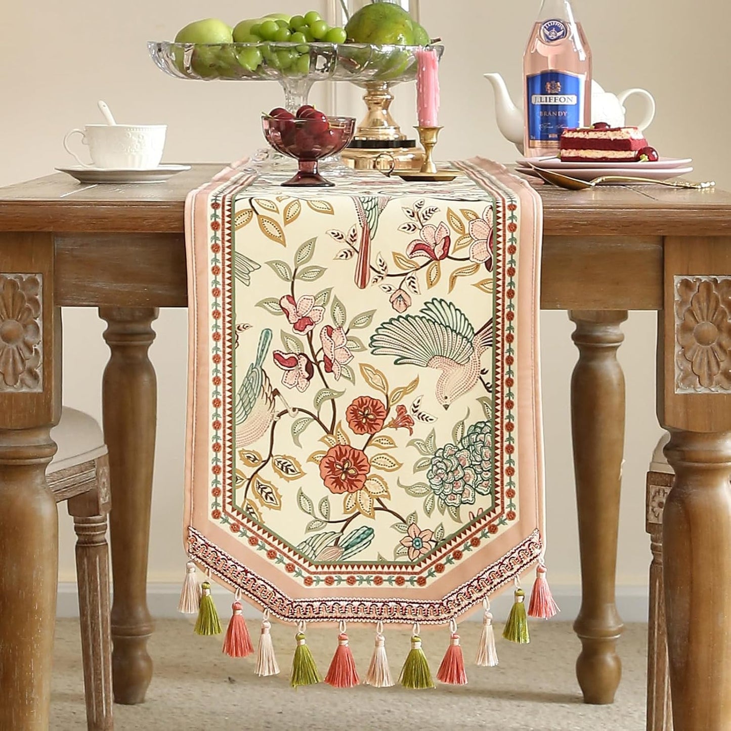 patdrea Velvet French Table Runner Farmhouse for Home Kitchen Dining Decor Parties Family Dinners Wedding 12"*87"