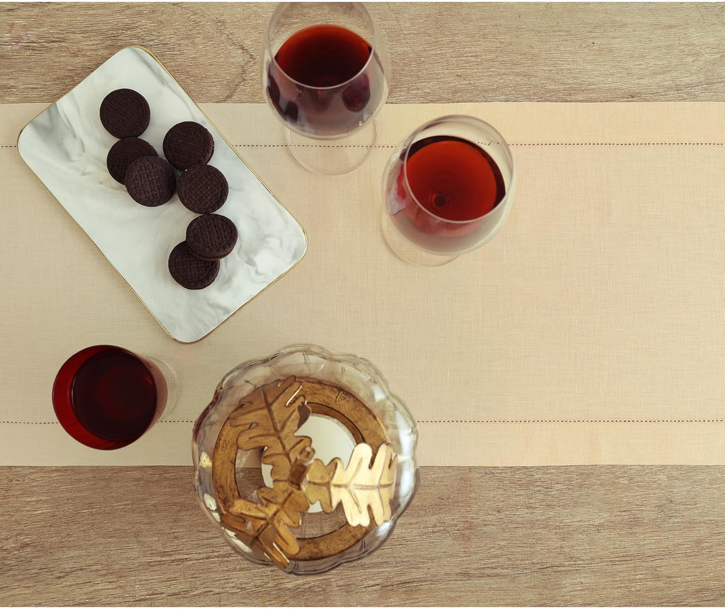 Solino Home Linen Beige Table Runner 72 Inches Long - 100% Pure Linen Hemstitch Table Runner 14 x 72 Inch for Dresser, Dining, Fall, Autumn, Halloween, Thanksgiving, Christmas - Classic Hemstitch