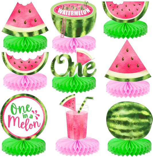 KatchOn, One In A Melon Centerpieces – Pack of 9 | One in a Melon Party Decorations | Watermelon Birthday Decorations, Watermelon Centerpieces for Tables for Birthday, Baby Shower, Summer Party Decor