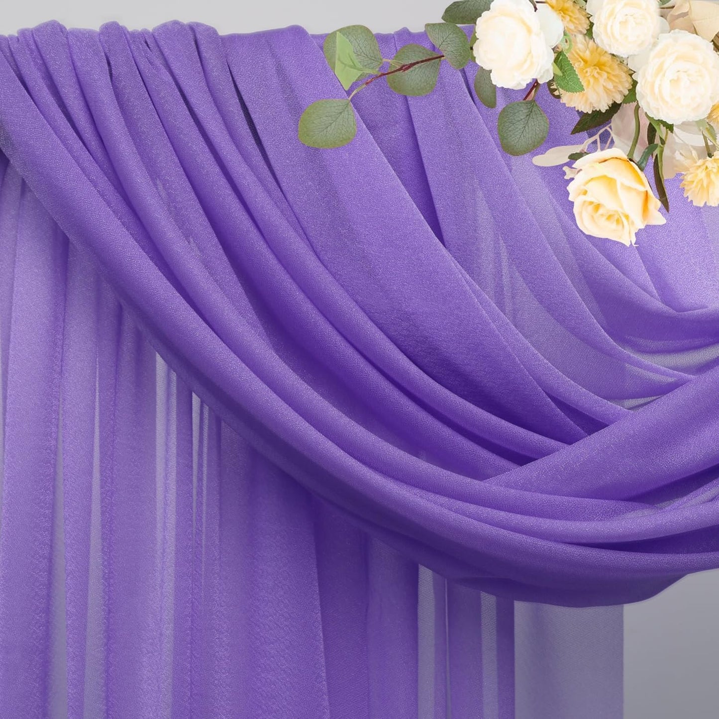Wokceer Wedding Arch Draping 2 Panels 28.7" x 20FT Lavender Purple Sheer Fabric Backdrop for Ceremony, Birthday Party, Bridal Shower Decoration