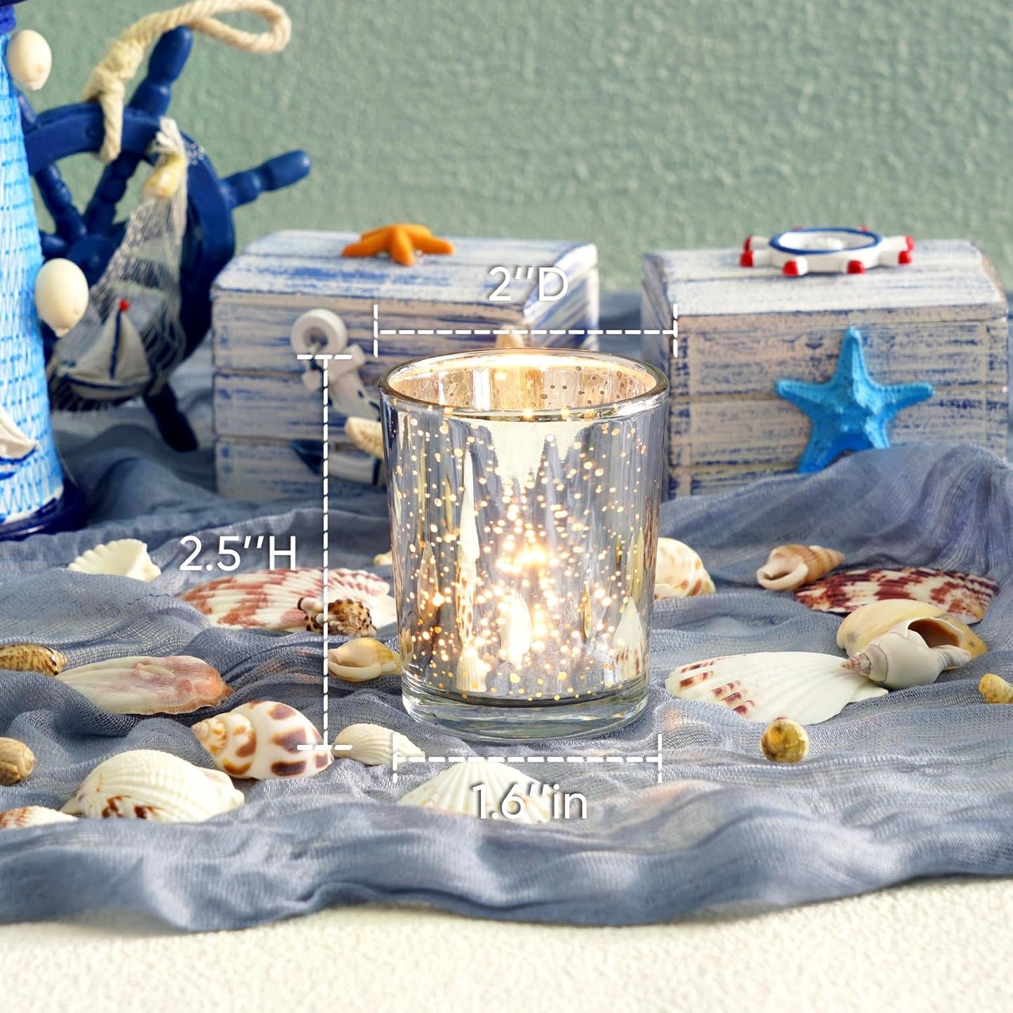 Homemory 24 Pcs Silver Votive Candle Holders, Mercury Glass Candle Holder, Tealight Candle Holders for Table Centerpieces, Baby Shower, Party, Anniversary, Wedding, Home Decor, Halloween, Christmas