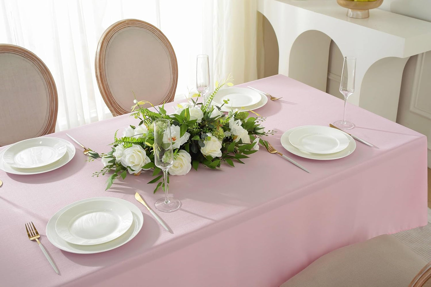 Craft And Party 2 Pack Rectangle Tablecloth, 60 x 102 Inch Pink Tablecloth, 6ft Rectangle Table Cloth, Polyester Fabric Washable Tablecloth for Home, Party, Wedding or Restaurant Use.