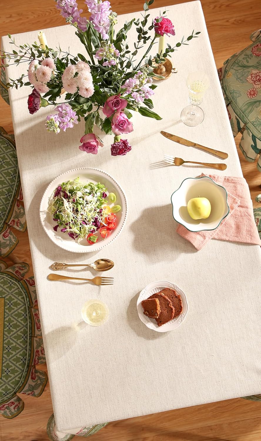 patdrea Designer Green Table Cloth for Square Table,Vintage Linen Leaves Pattern Breathable Tablecloth,Floral Cover Decor for Kitchen Dining Christmas,Thanksgiving,67"x67"-Cecilia D