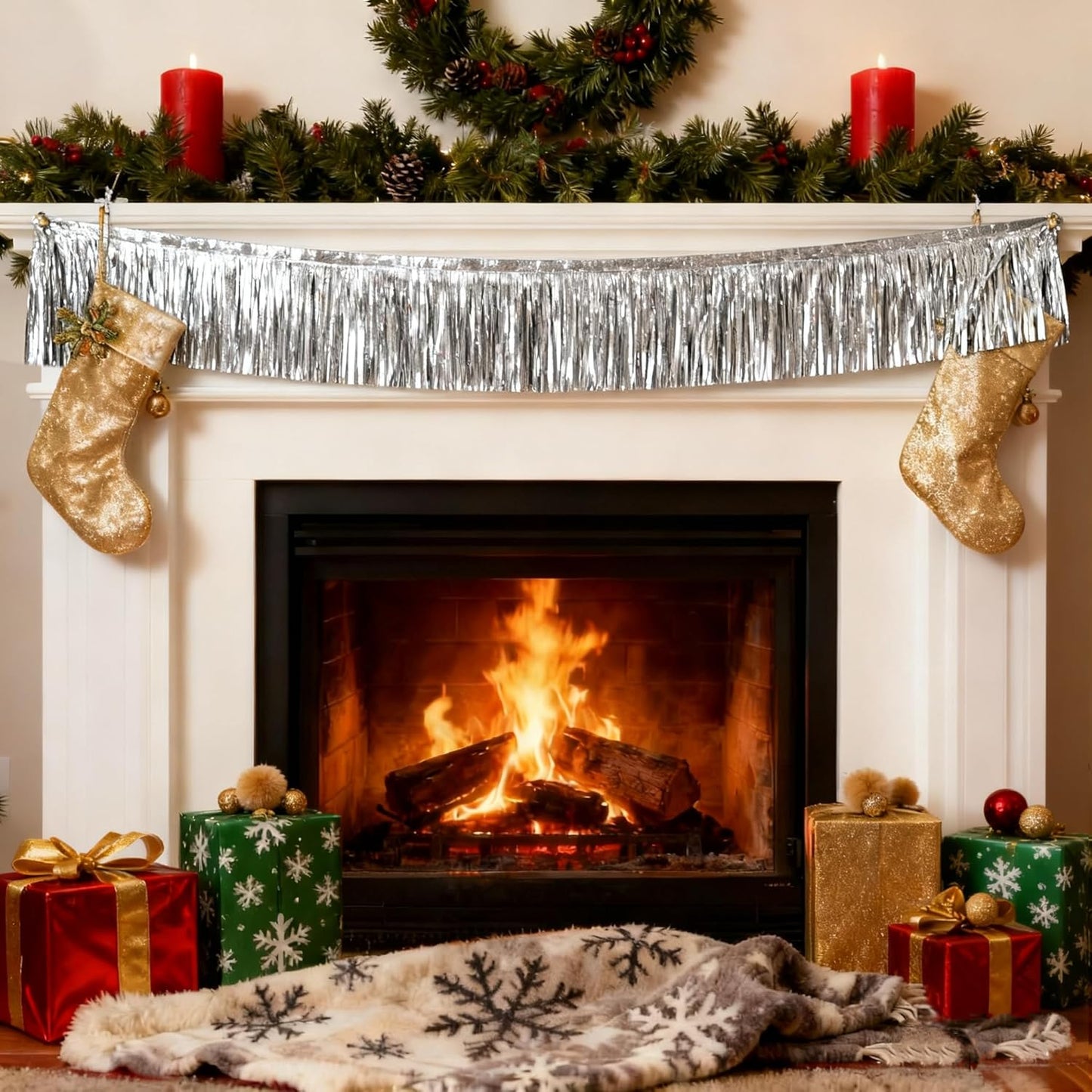 CC Wonderland Laser Silver Fringe Banner - 5 Ft.Pack of 2 for Wedding Hanging Bachelorette Party Decorations, Birthday Party Decor, Baby Shower Supplies, Photo Booth Banner Backdrop