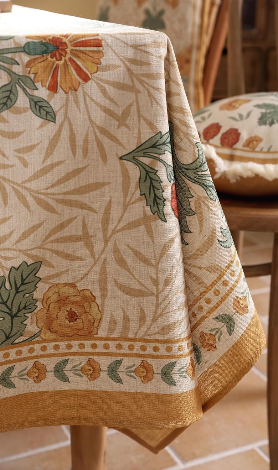 patdrea Designer French Vintage Small Rectangular Tablecloth,Yellow Floral Pattern Anti-Wrinkle Table Cloth,Dacorative Cover for Kitchen Dining Parties,Christmas,Thanksgiving,55"x71"-Cornflowers