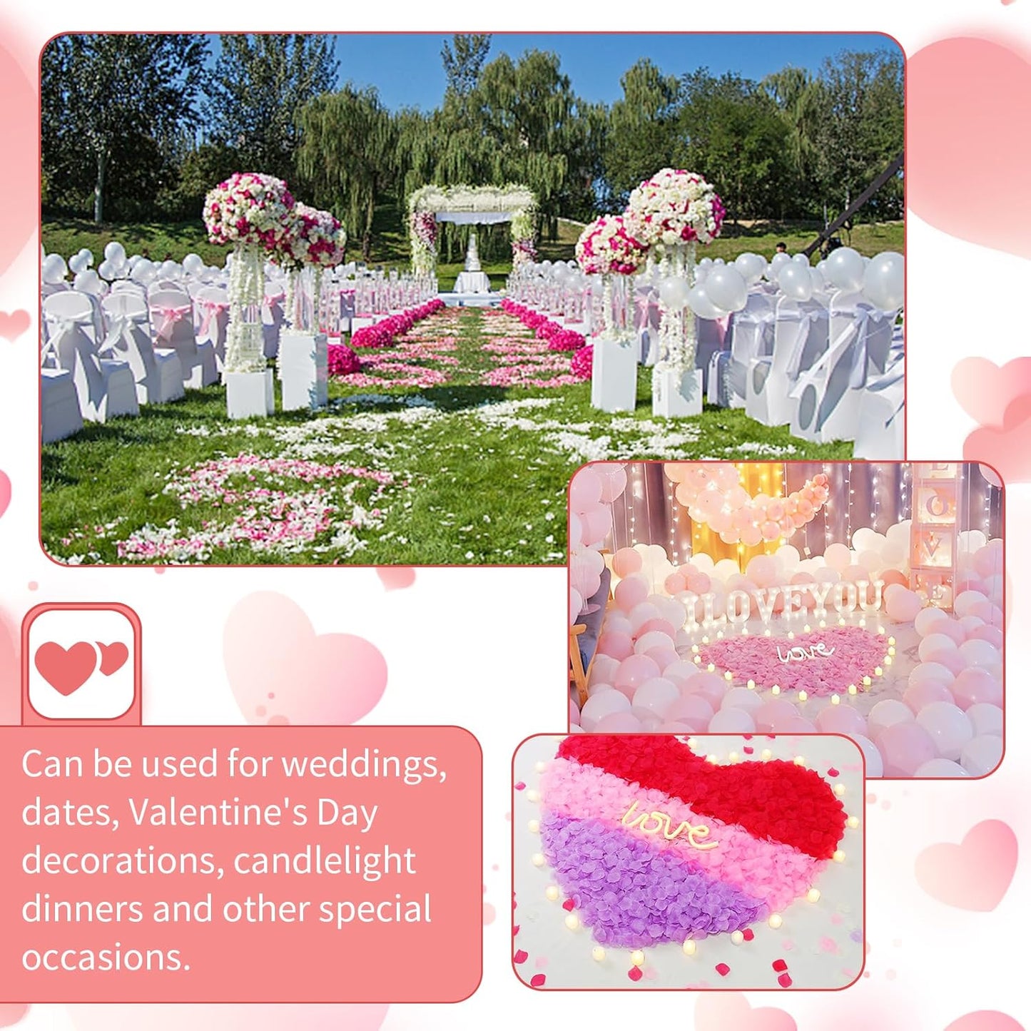 1000 Pcs Artificial Fake Rose Petals,Flower Petals for Romantic Night, Engagement, Party, Wedding, Event Flower Decorations, in Bulk(Pale Pink)